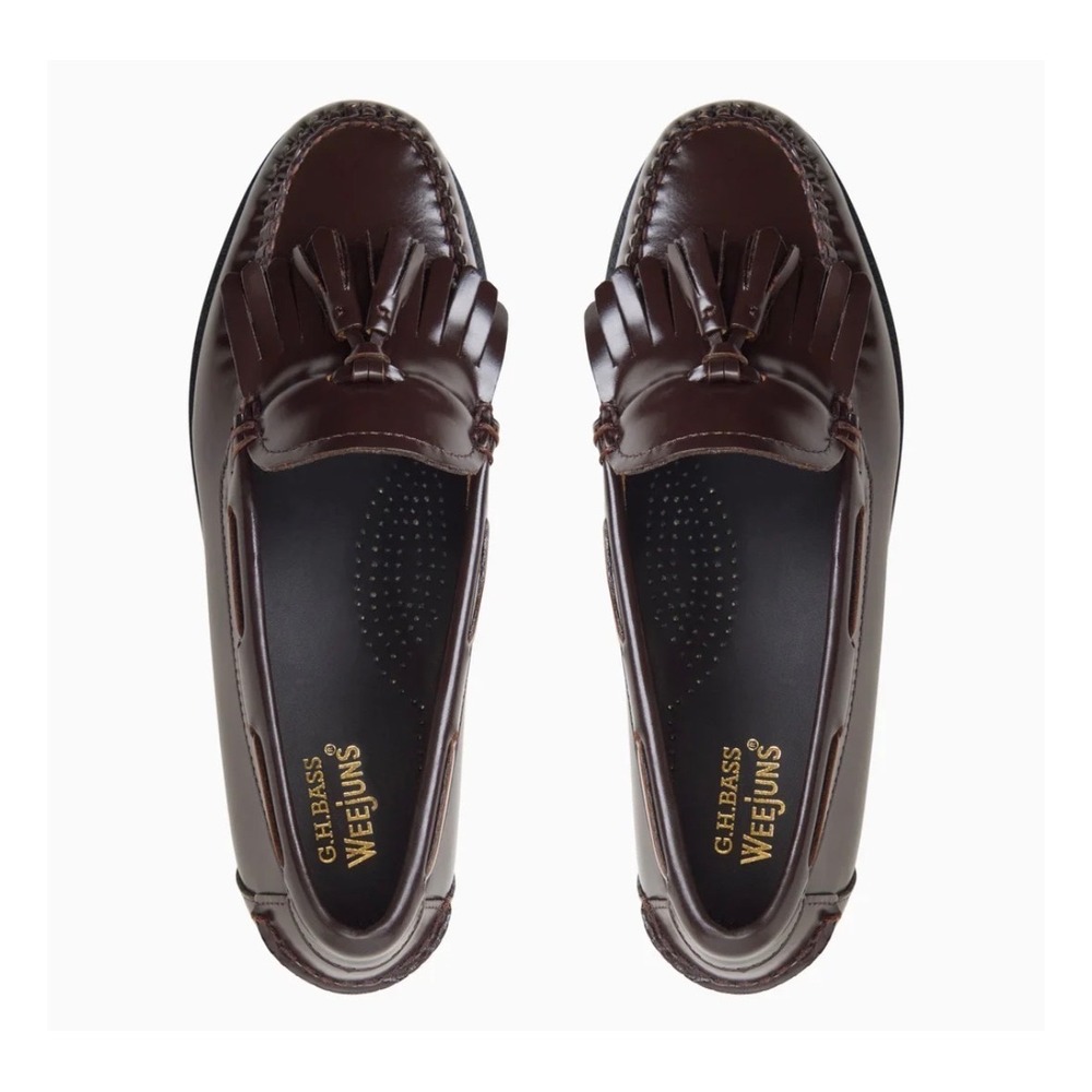 GH Bass Weejuns Jaclyn Burgundy Leather Kiltie Tassel Loafers Mens 7.5 M